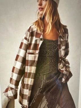 FREE PEOPLE , WE THE FREE HIDEAWAY PLAID SHIRT